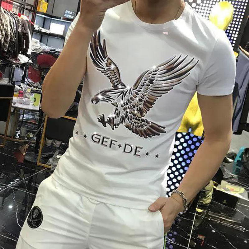 3D Diamond Eagle Print Shirt Summer Men T-shirt Fashion Overshirt Half Sleeve Tees Loose Breathable Pullover