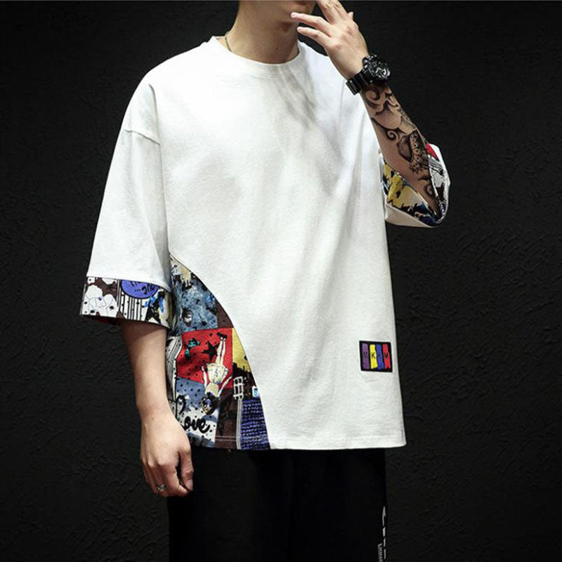 Spring and Autumn Round Neck T-shirt Half-sleeved Sweater Korean Version of The Pullover Bottoming Shirt Student Sweater Casual Men's Top