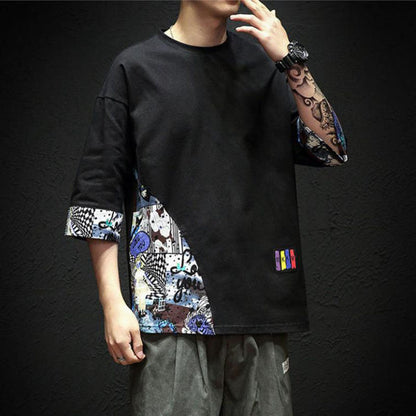 Spring and Autumn Round Neck T-shirt Half-sleeved Sweater Korean Version of The Pullover Bottoming Shirt Student Sweater Casual Men's Top