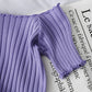 French Short Off Shoulder Knitting Shirt Female Summer Vertical Stripes Short Sleeve Ruffles Hem Crop Tops
