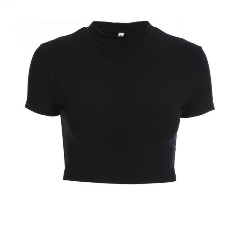 Short Sleeve Tee Tops Female Shirts  Summer Women Black Short T-Shirts Sexy Crop Tops