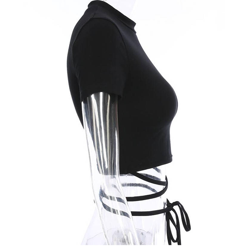 Short Sleeve Tee Tops Female Shirts  Summer Women Black Short T-Shirts Sexy Crop Tops