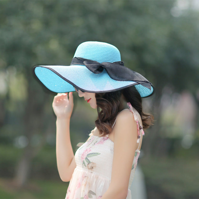 Spring Summer Sun Hat Female Foldable Beach Straw Hat Seaside Sunshade Big Brim Summer Small Fresh Travel hat