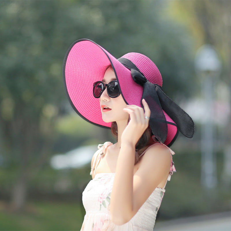 Spring Summer Sun Hat Female Foldable Beach Straw Hat Seaside Sunshade Big Brim Summer Small Fresh Travel hat