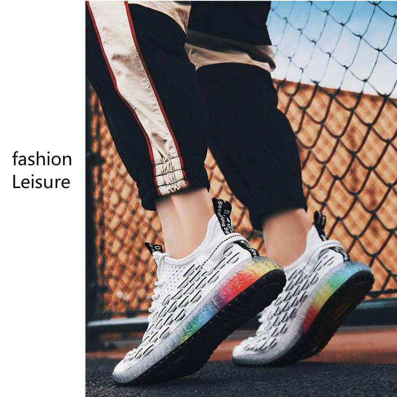 Male Angel Reflective Flying Knit Shoes Men Breathable Casual Sneakers Men Color matching mesh