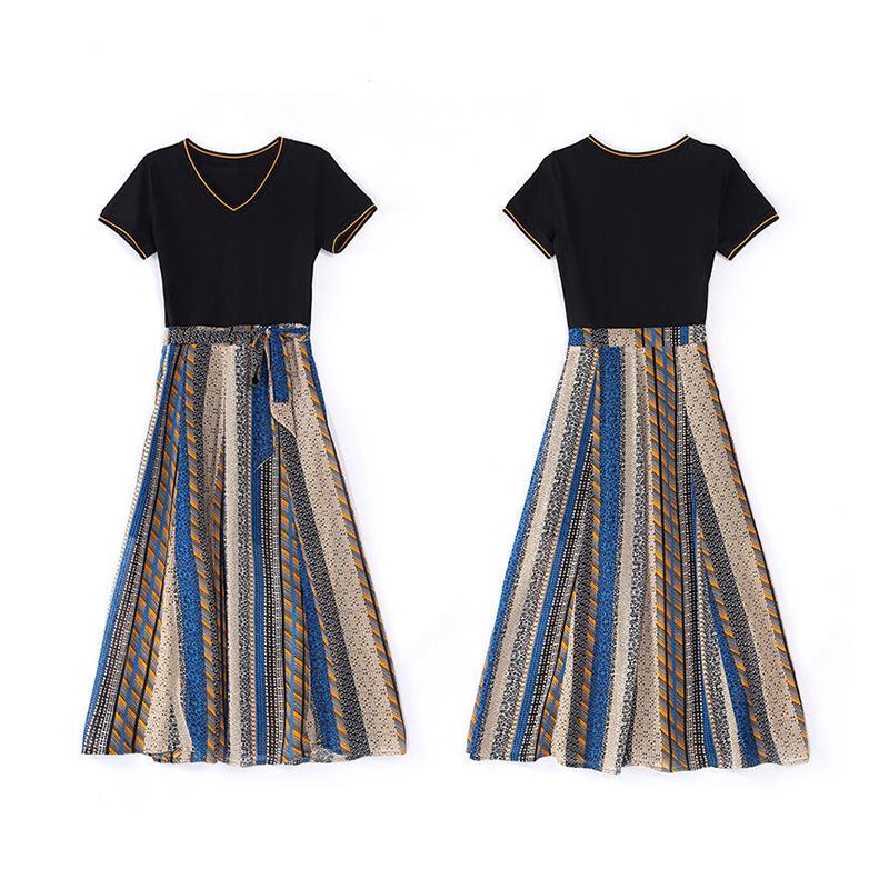 M-XXXL 2 Pieces Ladies Suit Skirt Spring and Summer Short Sleeve  Mid-length Casual Vacation Office Home