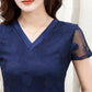 Lace Dress Female Summer Korean Version of Short-sleeved Net Yarn Floral Polka Dot Thin and Belly Long Skirt