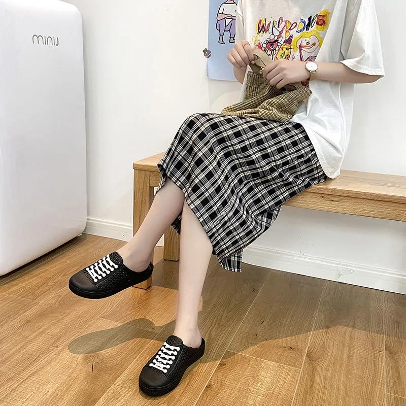 Women Summer Hollow Out Flat Bottom Shoes Female Solid Color Anti-slip Soft Sole Casual Cool Shoes