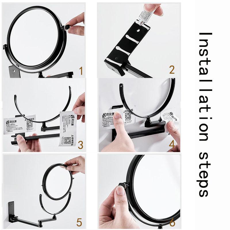 No Need To Punch Adjustable Bathroom Makeup Mirror Wall-mounted Folding Beauty Mirror Magnifying Glass Double-sided Mirror Home