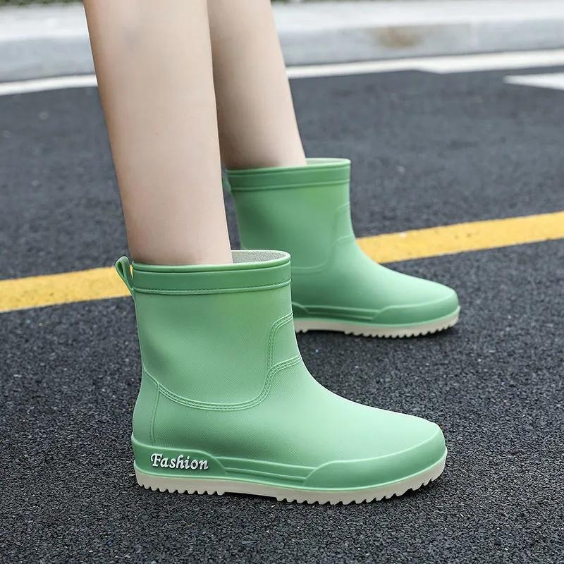 Waterproof Rain Boots for Girls Women Work Shoes Non Slip Anti Skip Water Shoes Pink Boots PVC 36-40 Size Fashion