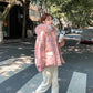 Winter Women's Cotton-padded Jacket Short Section Thickened Big Fur Collar for Girls Shiny Cotton-padded Jacket Warm Jacket