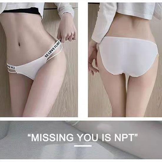 Simple Sports Style Girl Hollow Panties Ladies Sexy Low Waist Briefs Cotton Inner Crotch Breathable Letter Thin Belt Panties for Women Underwear