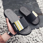 Size38-45 Summer Men Sandals Comfortable Non-slip PU Leather Pattern Stripe Beach Slippers Casual Outdoor Slippers Drag Flip Flops