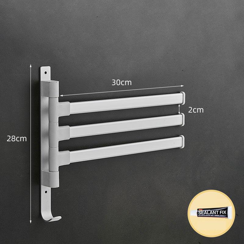 30cm Towel Rack Rotating 3 Bar Bathroom Shelf Rack Towel Bar Bathroom Artifact Hanging Towel Rack Hook