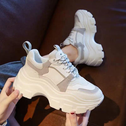 Women's Chunky Sneakers Thick Bottom Platform Vulcanize Shoes Fashion Breathable Casual Running Shoe
