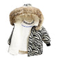 Boy's Winter Cotton-padded Jacket Baby Plus Velvet Jackets Children's Cotton-padded Coat Thick Cotton-padded Jacket Printed Trendy Hooded Top