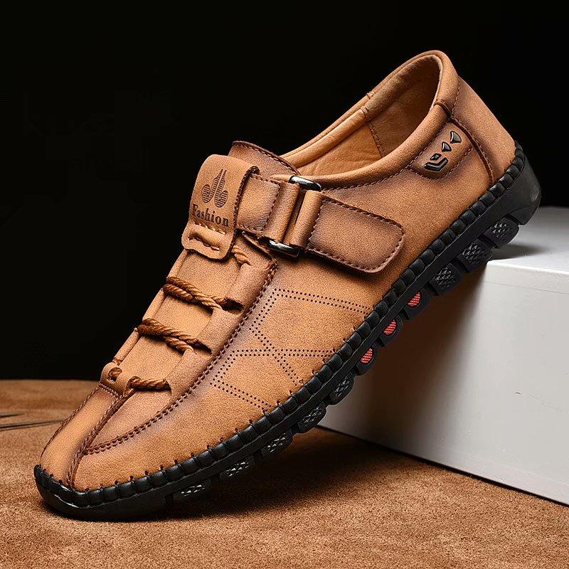 Comfortable Casual Leather Men Shoes Waterproof Split Leather Non-slip Men Shoes Flats Moccasins