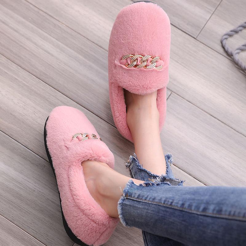 Peas Shoes Women's Autumn and Winter Warmth Thick-soled Furry Shoes Flat-bottomed All-match Cotton Shoes and Velvet