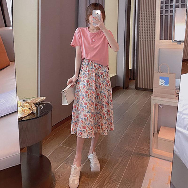 Sweet Tea Girl Chiffon Floral Sling Dress Summer Vacation Style Long Gentle Style Dress