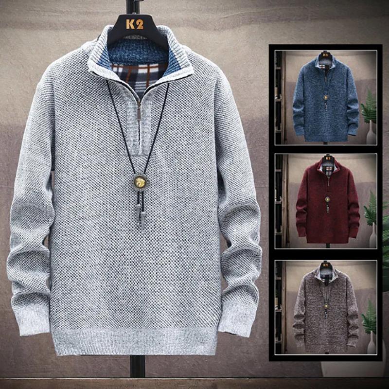 Men's Long-sleeved Turtleneck Sweater Solid Color Fashion Plus Velvet To Keep Warm Sweatshirts Autumn and Winter