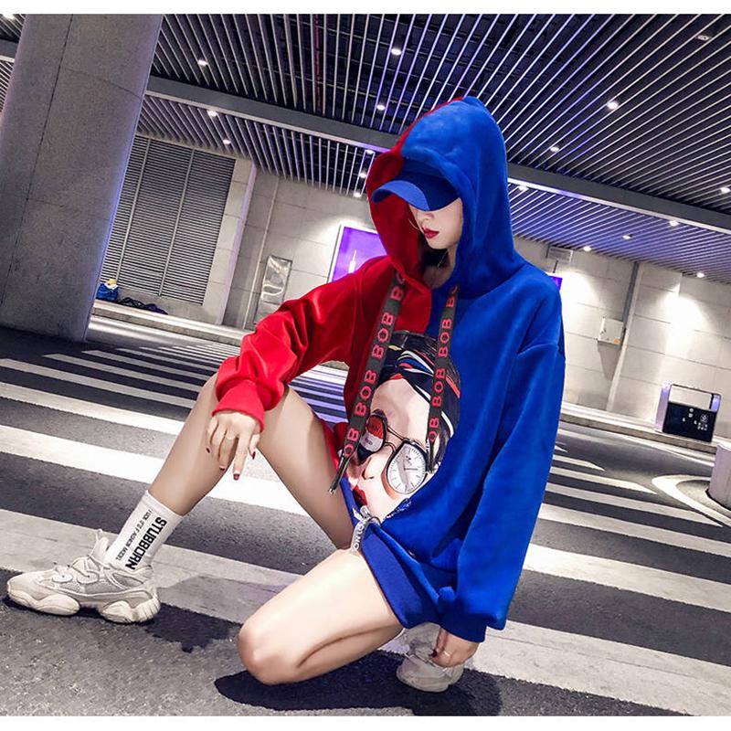 Hood Top Autumn Winter Sweatshirt Cotton Women's Sweatshirt Wild Large Size Long Sleeve Warm