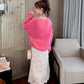Ripped Solid Color Loose Blouse Strapless Sexy Sweater Women Autumn All-match Lazy Style Jacket