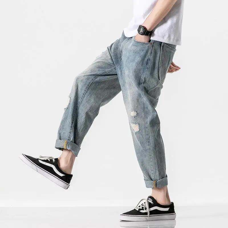 Spring and Autumn Men's Jeans Loose Straight Light Colored Men's Jeans