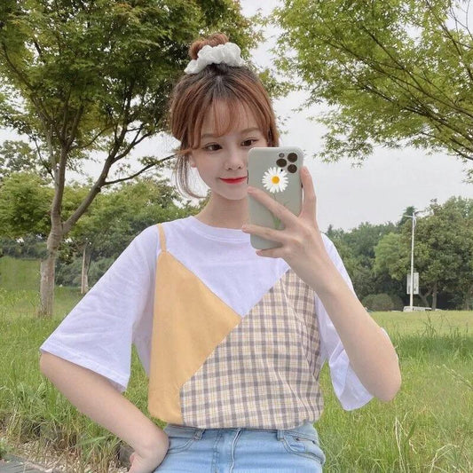 Women's Summer Short Sleeve Top Loose Round Collar T-shirt