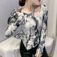 Fashion Irregular Leopard Print Top Women Sexy Hollow Out Shoulder Long Sleeve Top Fashion Large Size Bottoming Shirt