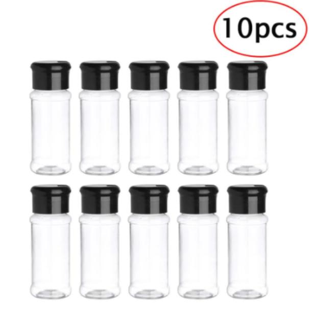 10Pcs Spice Jar Plastic Salt Pepper Seasoning Jar Kitchen Storing Container Barbecue Condiment Bottles Cruet with Sifter Lid