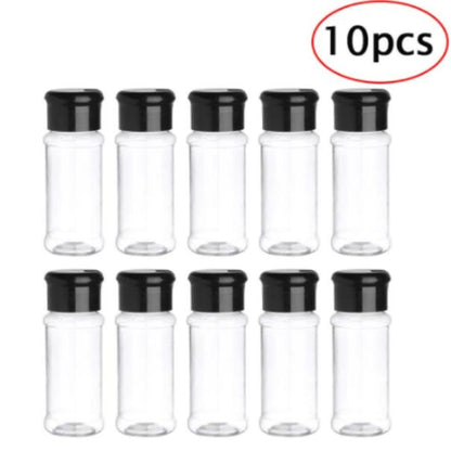 10Pcs Spice Jar Plastic Salt Pepper Seasoning Jar Kitchen Storing Container Barbecue Condiment Bottles Cruet with Sifter Lid