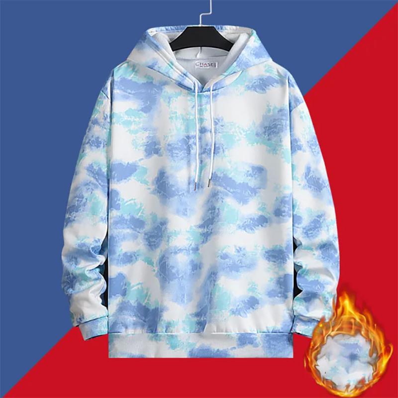 Fleece Sweater Men's Trendy Hooded Loose Dyeing Autumn and Winter Trend All-match Handsome Sweater