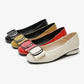 Genuine Leather Shoes Ladies Spring and Autumn Flat Thick Heel Shallow Mouth Mid-heel Casual All-match Low-heeled Leather Shoes
