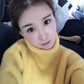 PofuLove Warm Sweater Turtleneck Sweater Women Thick Yellow Loose Mid-length Knitted Top