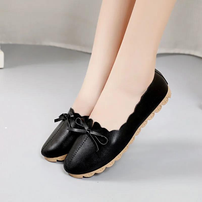Spring and Autumn Korean Version of Shallow Mouth Mother Shoes All-match Soft-soled Round Toe Pedal Bowknot Work Lazy Shoes