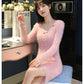 Autumn Women Knitting Skirt Solid Color Turtleneck Knit Sweater Slim Skirt Set