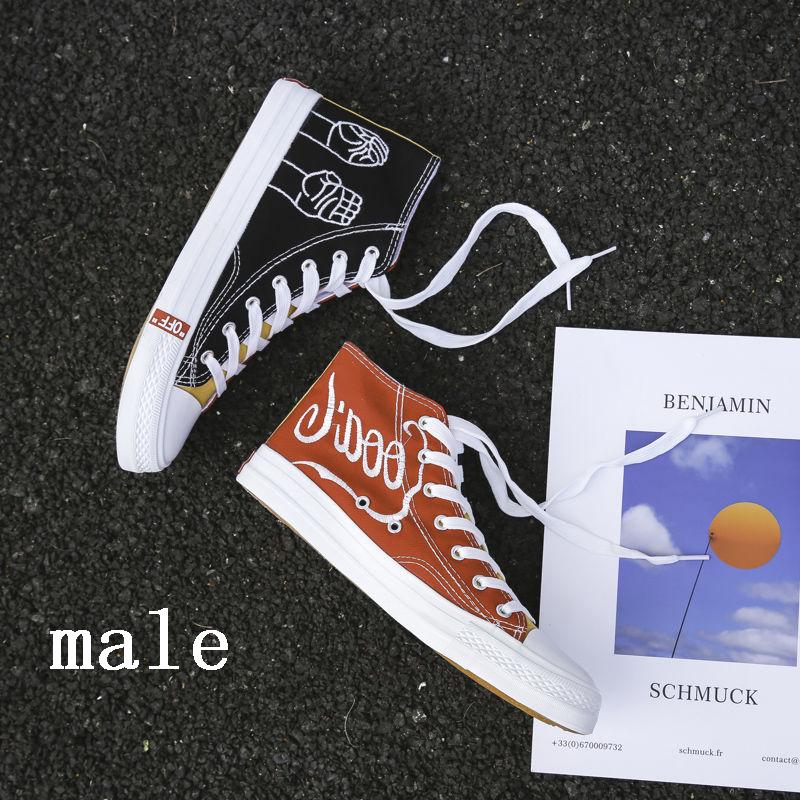 Couple Shoes Fashion Women Canvas Shoes High Top Sneakers Men Flats Shoes White Black Casual Shoes Tenis Feminino