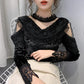 Half Turtleneck Gold Velvet Lace Bottoming Shirt Spring Fashion Halter Mesh Ladies Long Sleeve Top