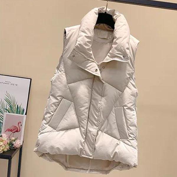 Autumn Winter Fashion Cotton Coat All-match Loose Casual Slim-fitting Sleeveless Stand-up Collar Bread Clothes Mid-length Women's Waistcoat Outwear