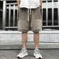 Street Trend Hip-hop Loose Shorts Gray Men's and Women's Summer Cotton High Street Knitted Five-point Pants Shorts