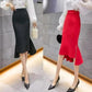 Summer Skirts Mid-length Fishtail Skirts Hip Skirts Temperament Ladies High Waist Thin Skirts Hip Skirts Female Fishtail Skirts