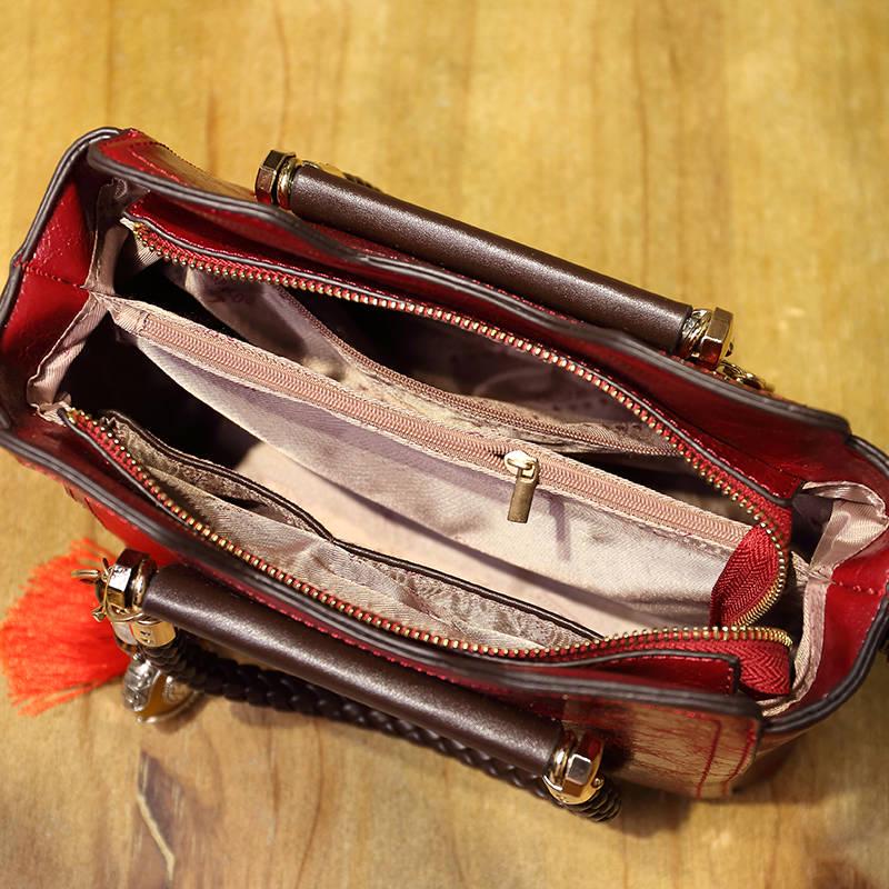 Leather Retro Women's Bag Vintage Women Shoulder Bag Crossbody Bag Messenger Handbag