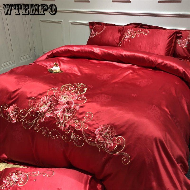 Luxury Satin Egyptian Cotton Bedding Set Solid Color Striped Duvet Cover Flat Sheet King