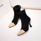 Fashion Shoes Women Boots Stretch Ankle Boots Pointed Toe Lycra Women Heel Booties Women Shoes