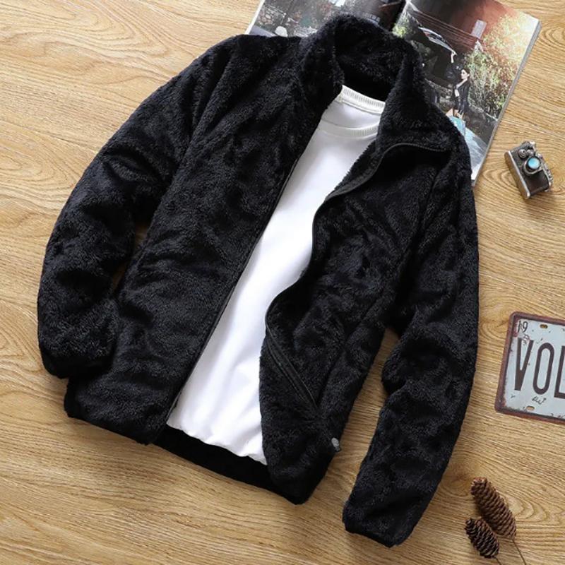 Fall/Winter Mens Stand-up Collar Sweater Polar Fleece Men's Double-sided Fleece Sweater Thicken Warm Sweatshirt