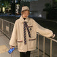Winter All-match Lamb Wool Cotton Jacket Women Loose Lamb Wool White Mid-length Cotton Jacket