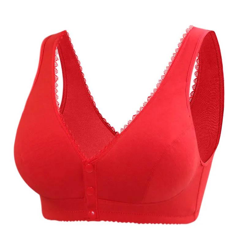 Ladies Front Button Underwear Cotton Vest Plus Size Thin Breathable Adjustable Bra