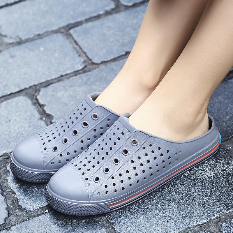 Summer Beach Shoes New Fashion Couple Hole Shoes Soft Bottom Slippers Outdoor Hollow One Word