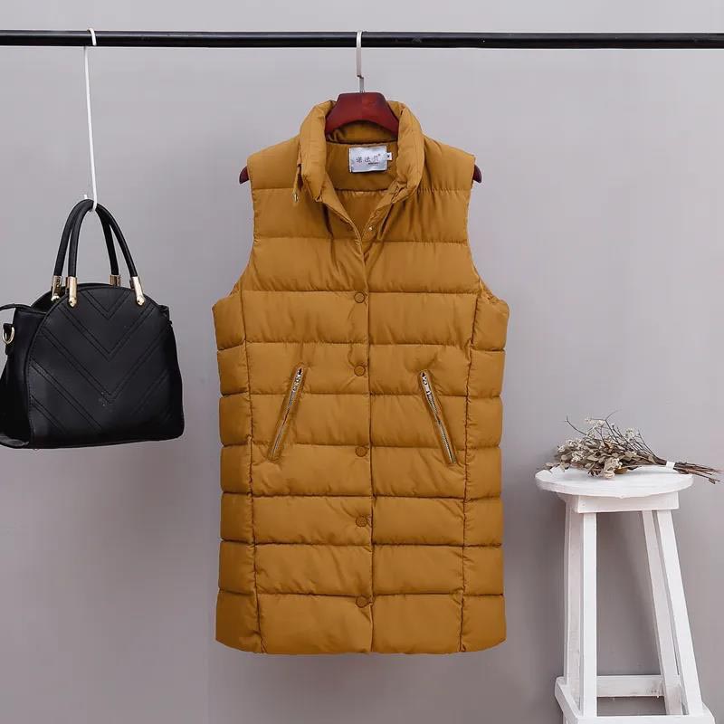 Women's Mid-length Down Cotton Vest Stand-collar Cotton Jacket Student Vest Vest Trend