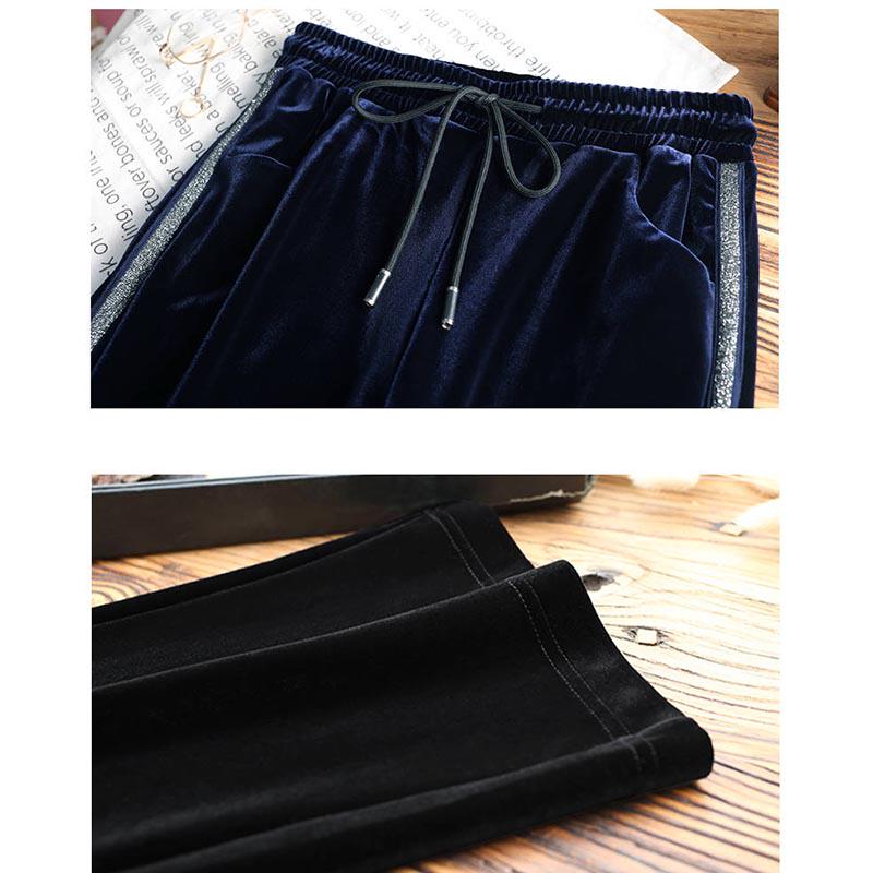 Women's Thick Velvet Wide-leg Pants High-waist Trousers Slim Slimming Casual Micro-flared Pants